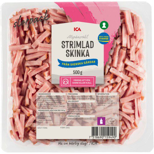 Strimlad rökt skinka 500g ICA