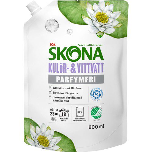 Tvättmedel Flytande Refill PF 800ml Miljömärkt ICA Skona