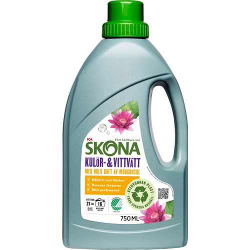 Flytande tvättmedel  med mild doft av morgonsol 750ml ICA Skona