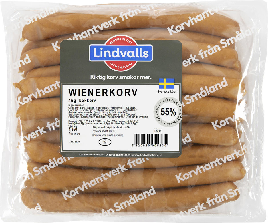 Wienerkorv 1350g Lindvalls