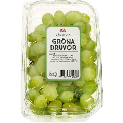 Gröna kärnfria druvor 500g Klass 1 ICA