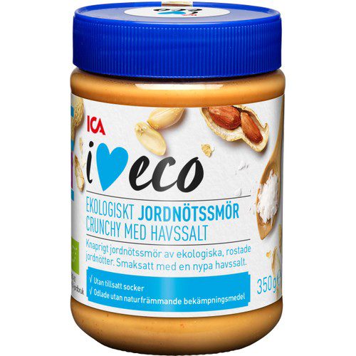 Jordnötsmör Crunchy med havssalt 350g KRAV ICA I love eco