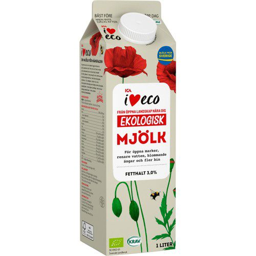 Mjölk 3,0% Ekologisk 1L ICA I love eco