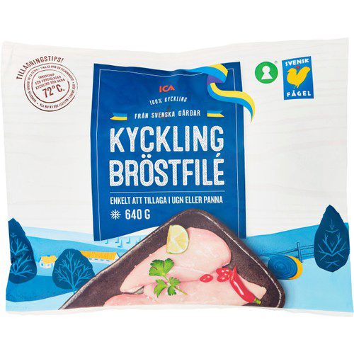 Kycklingbröstfilé fryst naturell 640g ICA