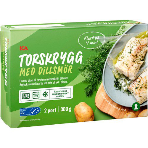 Torskrygg med dillsmör 2-p Fryst 300g ICA