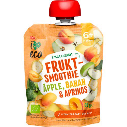 Fruktmellis Äpple banan & aprikos Från 6mån Ekologisk 90g ICA I love eco