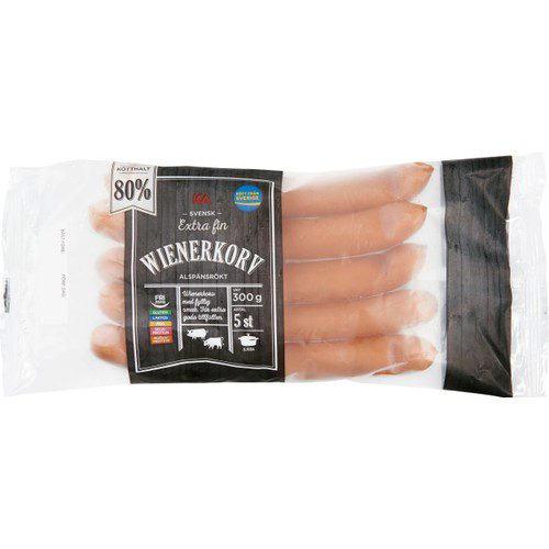 Wienerkorv 80% kötthalt 300g ICA
