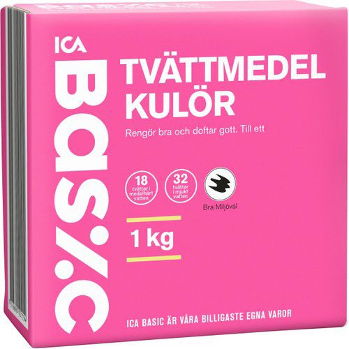 Tvättmedel Kulör 1kg Miljömärkt ICA Basic