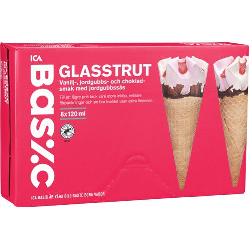 Glasstrut Jordgubb 8-p 554g ICA Basic
