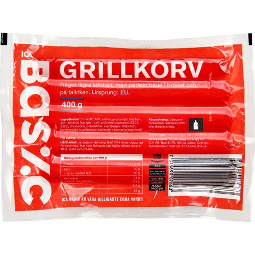 Grillkorv 400g ICA Basic