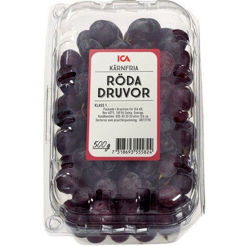 Röda kärnfria druvor 500g Klass 1 ICA