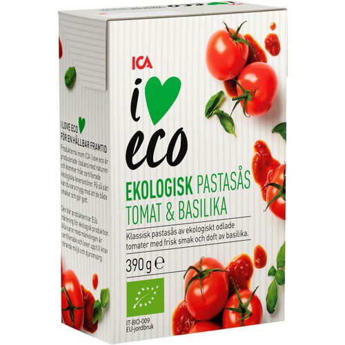 Pastasås Basilika Ekologisk 390g ICA I love eco