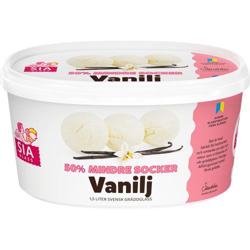 Gräddglass med stevia Vanilj 1,5l Sia glass