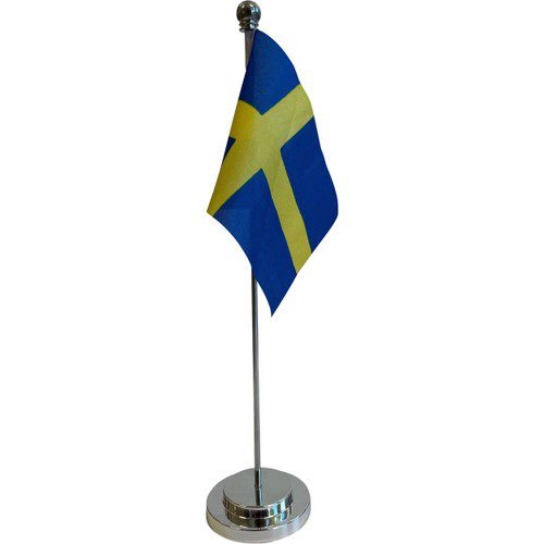Bordsflagga m silverfot 15cm Festive