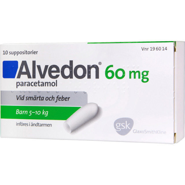 Alvedon Barn 5-10kg Suppositorier 60mg 10-p