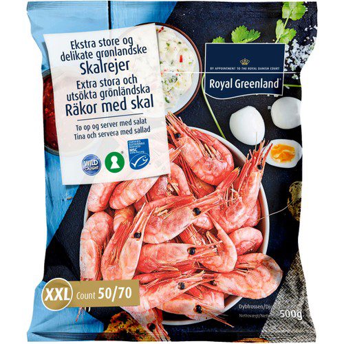 Räkor med skal 50/70 MSC-märkt Fryst 500g Royal Greenland