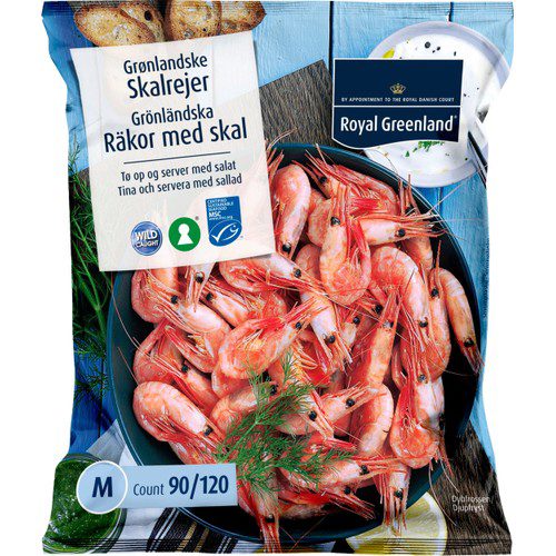 Räkor med skal 90-120st/kg Fryst 500g Royal Greenland