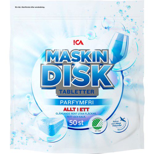 Maskindisktabletter Allt i ett parfymfri 50-p ICA