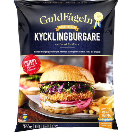 Kycklingburgare Fryst 8-p 760g Guldfågeln
