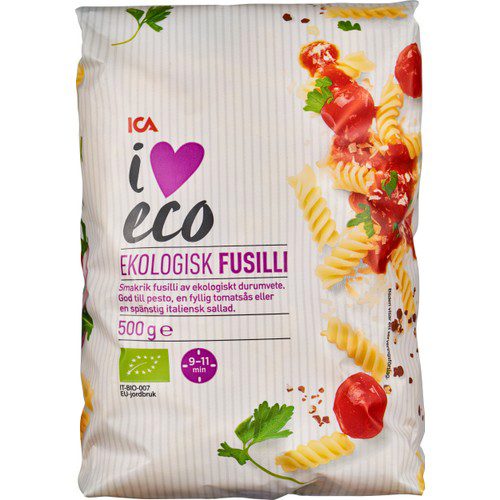 Pasta Fusilli Ekologisk 500g ICA I love eco