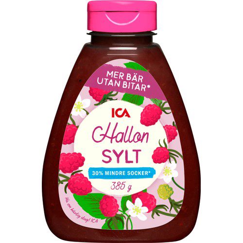 Hallonsylt Mindre socker Klämflaska 385g ICA