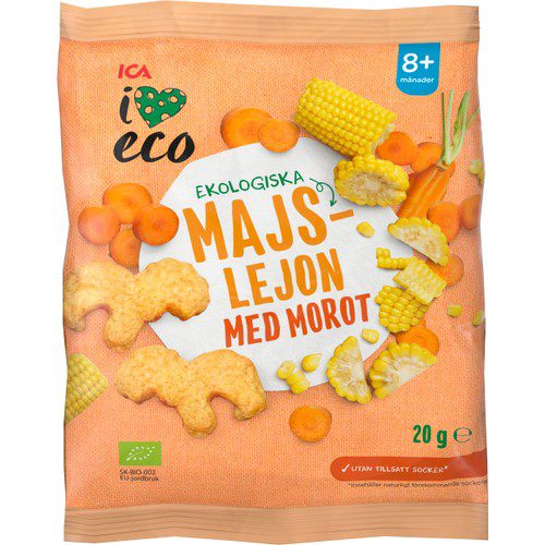 Barnsnacks Majs morot ekologisk 20g ICA i love eco