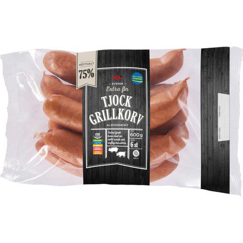 Tjock grillkorv Extra fin 600g ICA