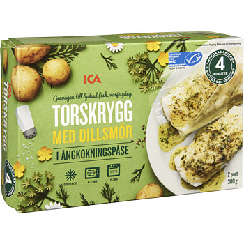 Torskrygg med dillsmör 2-p Fryst 300g ICA