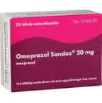 Omeprazol Sandoz 20 mg, Omeprazol, enterokapsel, hård, 28 st