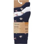 Strumpa Eko Blomma Marinblå/Vit Stl 36-38 3-P