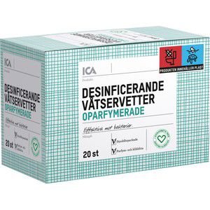 Våtservetter Desinficerande Oparfymerade 20-p ICA Hjärtat product image