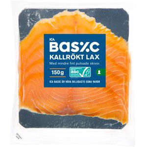 Lax kallrökt skivad 150g Miljömärkt ICA Basic product image