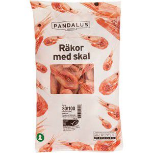 Räkor med skal 80-100st/kg Fryst 1kg Pandalus product image