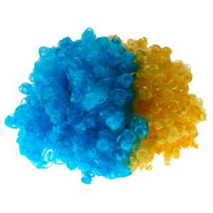 Krullig peruk blå och gul product image