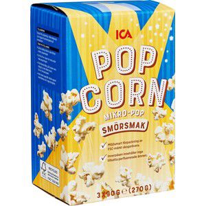 Popcorn Mikropopcorn smörsmak 3-p 270g ICA product image