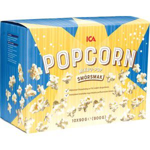Popcorn Mikropopcorn Smörsmak 10-p 900g ICA product image